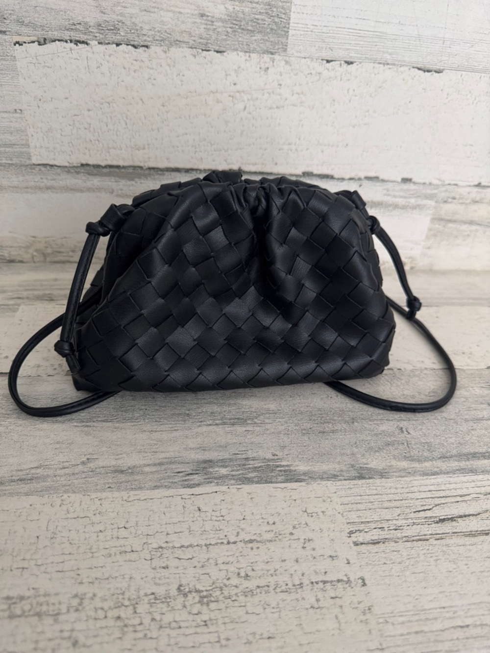 Women’s Woven Dumpling Bag Clutch Purse Cloud Crossbody Handbag Black